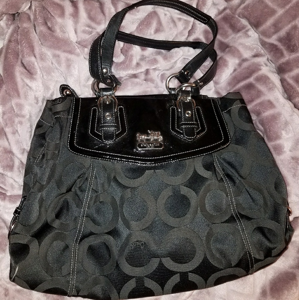 Black Coach satchel handbag w/dust jacket